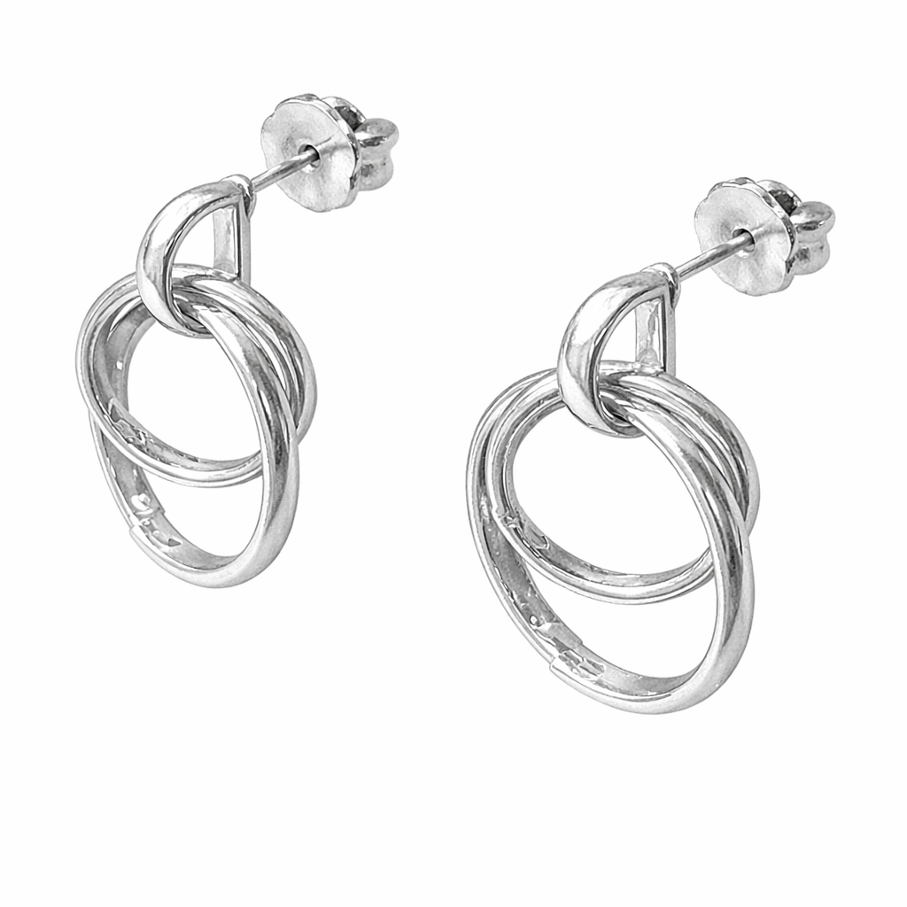 925 Sterling Silver "Modern Interlock" Drop Earrings