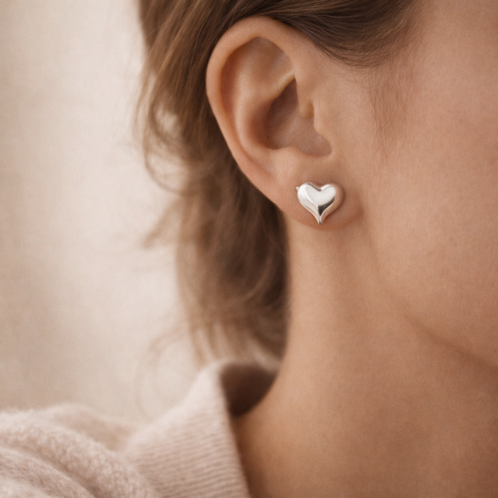 925 Sterling Silver “Simply Sweet Heart Studs”
