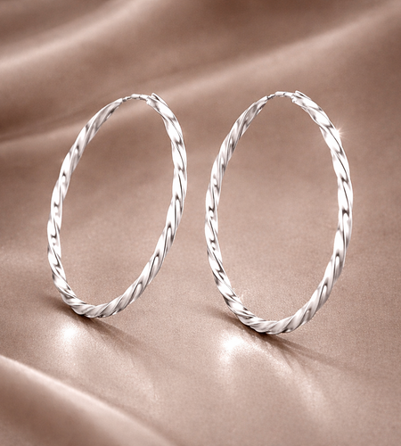 925 Sterling Silver “Twisted Statement Hoop Earrings”