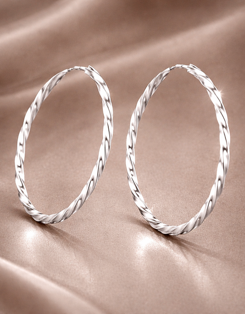 Load image into Gallery viewer, 925 Sterling Silver “Twisted Statement Hoop Earrings”
