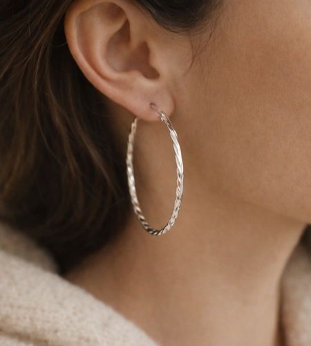 925 Sterling Silver “Twisted Statement Hoop Earrings”