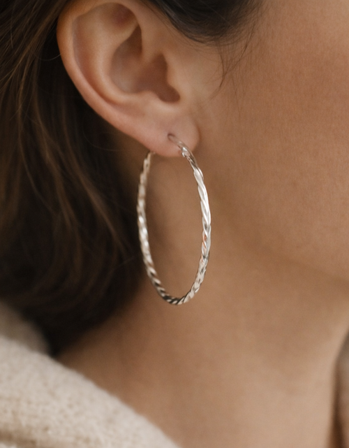 Load image into Gallery viewer, 925 Sterling Silver “Twisted Statement Hoop Earrings”
