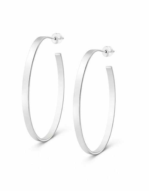 Load image into Gallery viewer, 925 Sterling Silver “Modern Sculptural Hoop Earrings”

