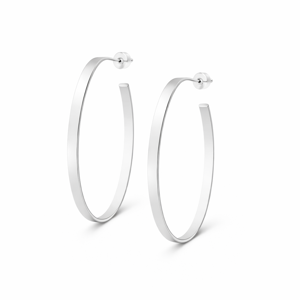 925 Sterling Silver “Modern Sculptural Hoop Earrings”