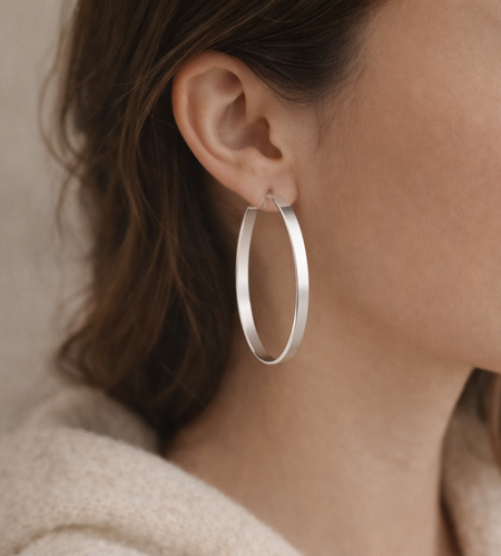 925 Sterling Silver “Modern Sculptural Hoop Earrings”