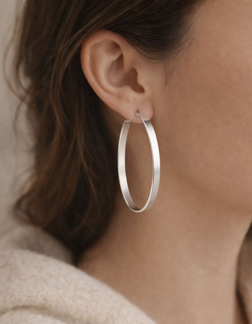 Load image into Gallery viewer, 925 Sterling Silver “Modern Sculptural Hoop Earrings”

