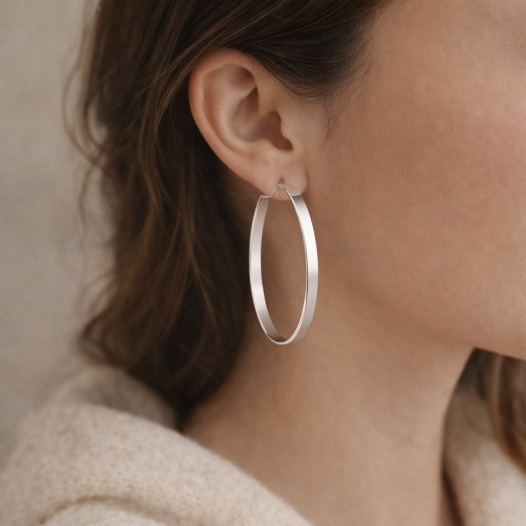 925 Sterling Silver “Modern Sculptural Hoop Earrings”