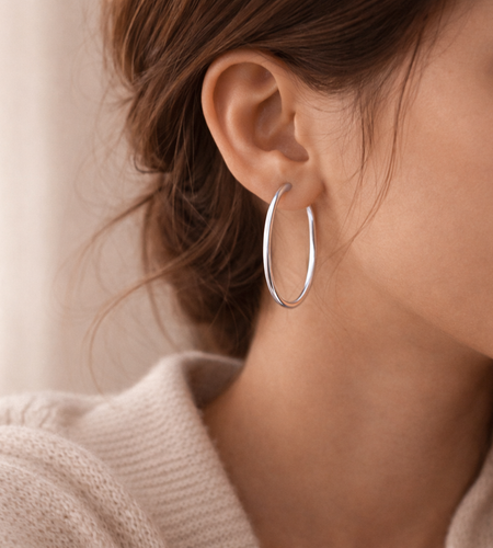 925 Sterling Silver “Classic Everyday Hoops” Earrings – 1.7”