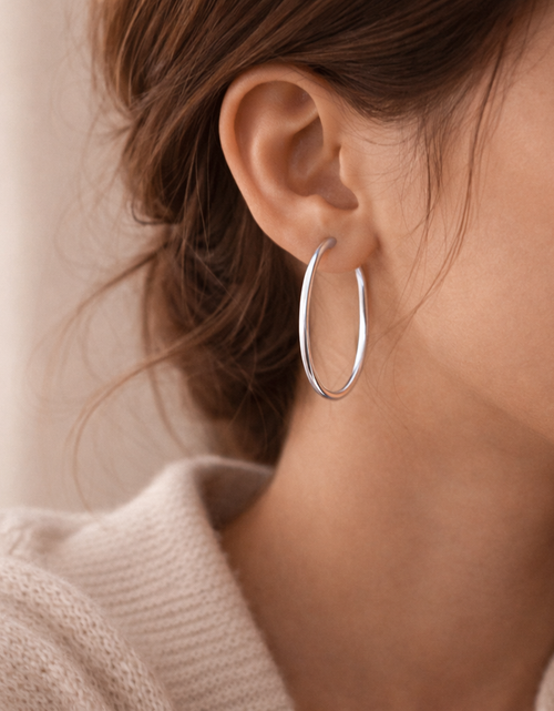 Load image into Gallery viewer, 925 Sterling Silver “Classic Everyday Hoops” Earrings – 1.7”
