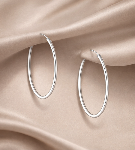925 Sterling Silver “Classic Everyday Hoops” Earrings – 1.7”