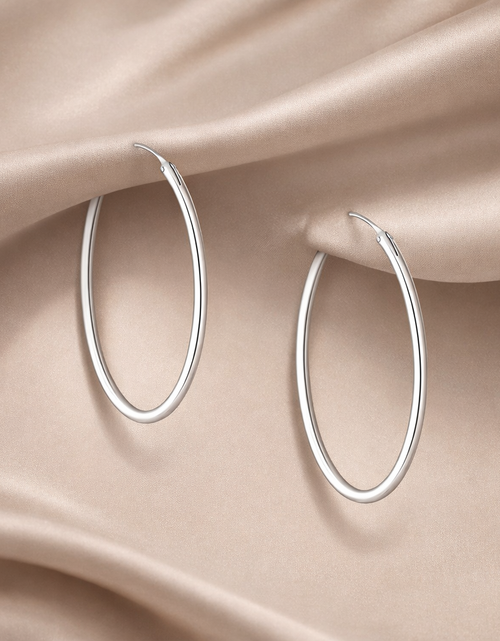 Load image into Gallery viewer, 925 Sterling Silver “Classic Everyday Hoops” Earrings – 1.7”
