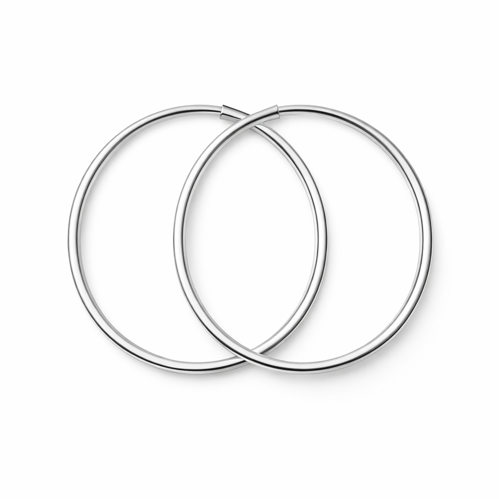 925 Sterling Silver “Classic Everyday Hoops” Earrings – 1.7”