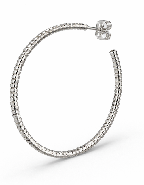 Load image into Gallery viewer, 925 Sterling Silver “Textured Silver Statement Hoop” Earrings – 1.6”
