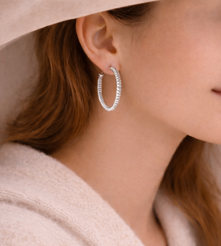 925 Sterling Silver Twisted Classic Hoop Earrings – 1.6”