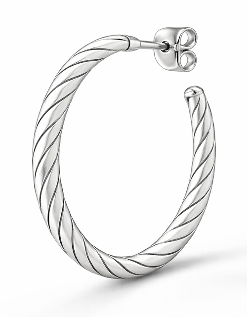 Load image into Gallery viewer, 925 Sterling Silver Twisted Classic Hoop Earrings – 1.6”
