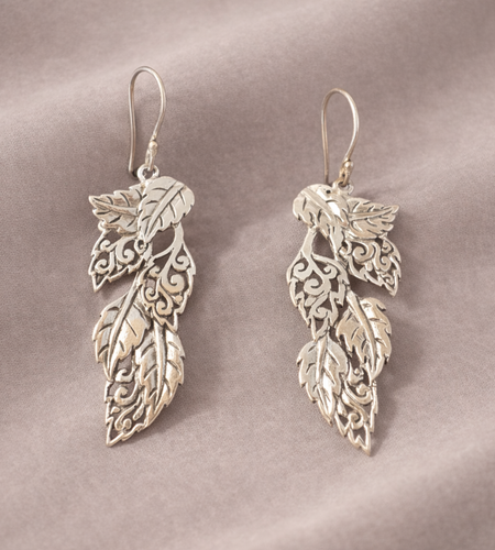 925 Sterling Silver “Whispering Leaves Filigree Earrings – Artisan Nature Design | Dangle