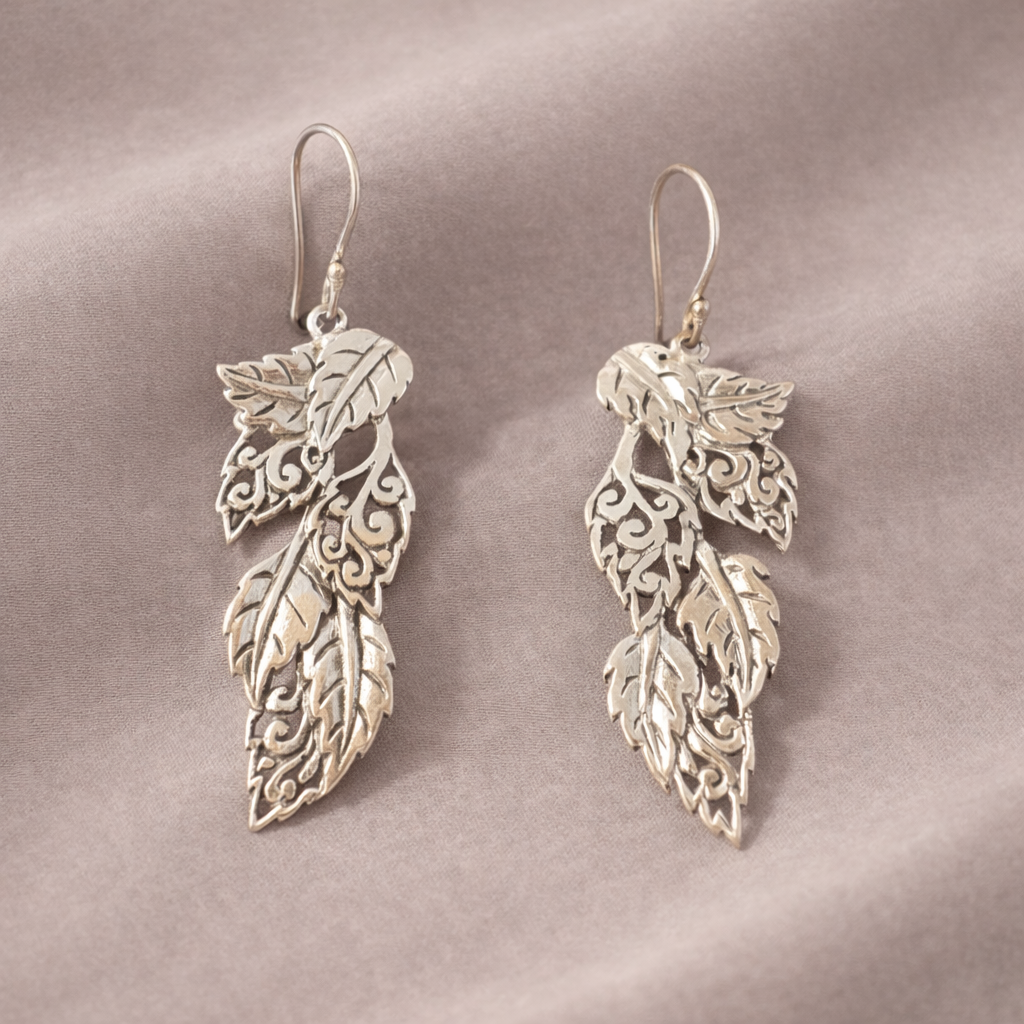 925 Sterling Silver “Whispering Leaves Filigree Earrings – Artisan Nature Design | Dangle