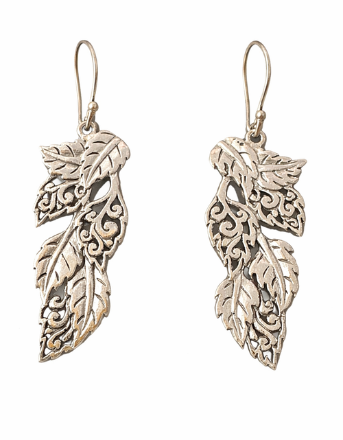 Load image into Gallery viewer, 925 Sterling Silver “Whispering Leaves Filigree Earrings – Artisan Nature Design | Dangle
