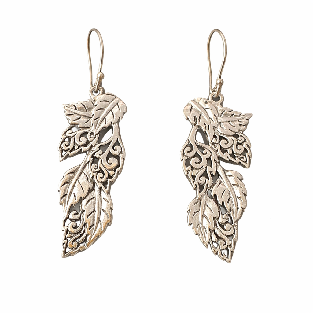 925 Sterling Silver “Whispering Leaves Filigree Earrings – Artisan Nature Design | Dangle
