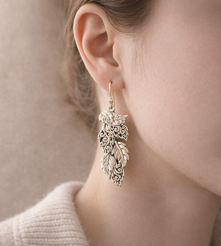 925 Sterling Silver “Whispering Leaves Filigree Earrings – Artisan Nature Design | Dangle