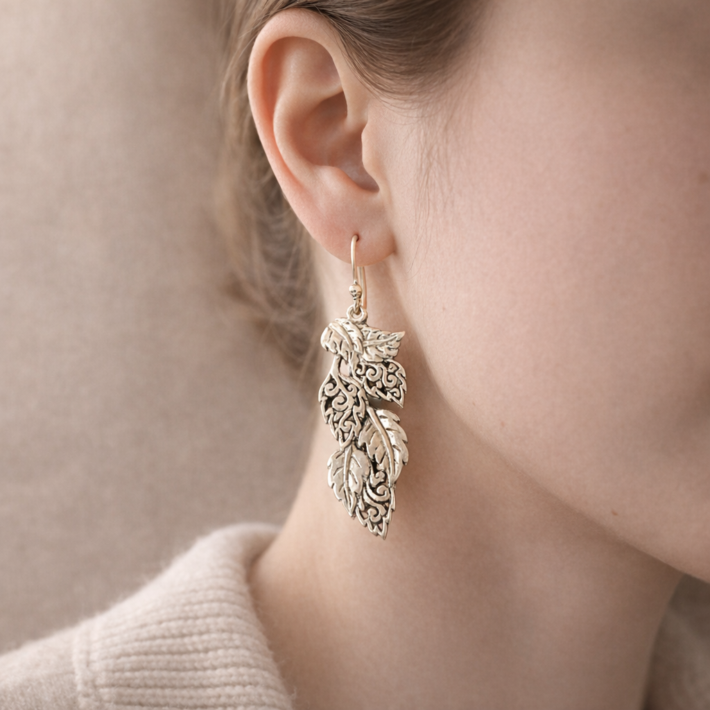 925 Sterling Silver “Whispering Leaves Filigree Earrings – Artisan Nature Design | Dangle