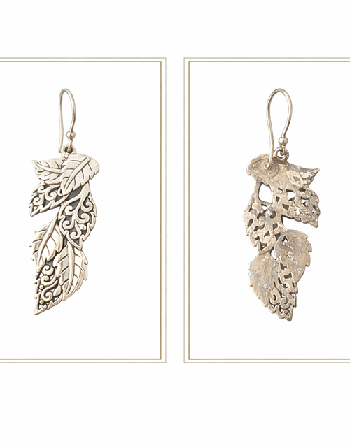 Load image into Gallery viewer, 925 Sterling Silver “Whispering Leaves Filigree Earrings – Artisan Nature Design | Dangle
