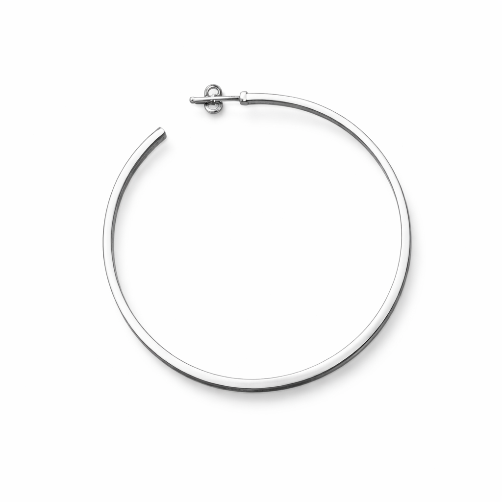 925 Sterling Silver “Matte Sculptural Statement Hoops” Earrings – 2.3” Modern Hoops