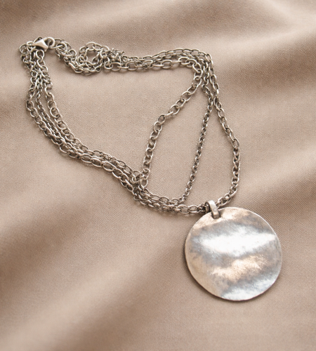 Pre-Owned Silpada Hammered Pendant Multi-Chain Necklace - Retired Design