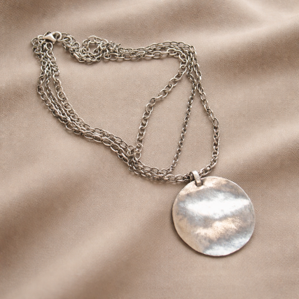 Pre-Owned Silpada Hammered Pendant Multi-Chain Necklace - Retired Design