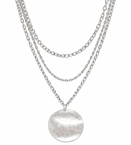 Pre-Owned Silpada Hammered Pendant Multi-Chain Necklace - Retired Design
