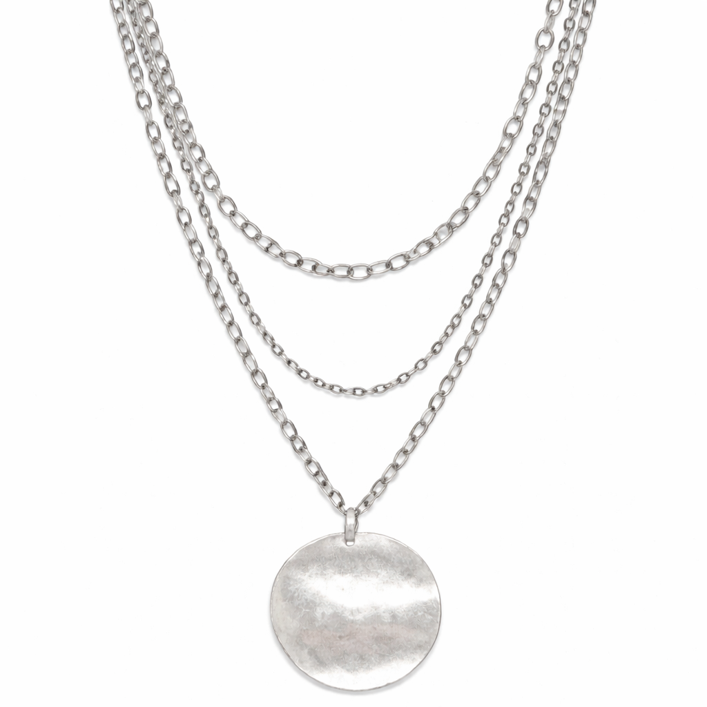 Pre-Owned Silpada Hammered Pendant Multi-Chain Necklace - Retired Design
