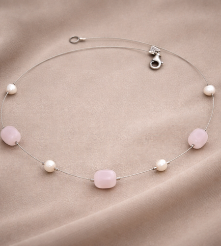 Pre-Owned Silpada Sterling Silver Wire Pink Freshwater Pearl Necklace - Retired Design
