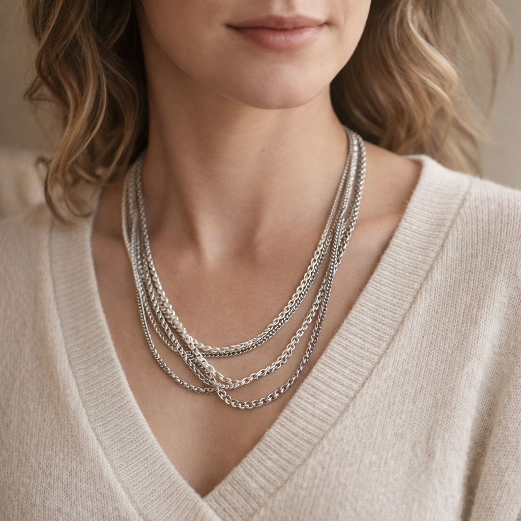 Pre-Owned Silpada 4-strand Sterling Silver Oxidized Popcorn Necklace - Retired Design