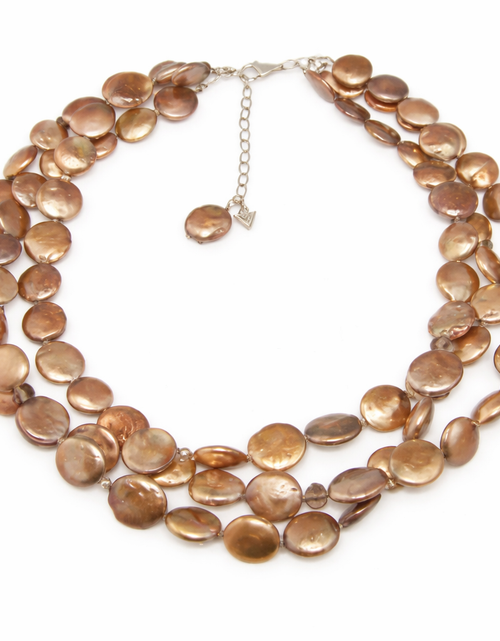 Load image into Gallery viewer, Pre-Owned Silpada Bronze Coin Pearl 3-Strand Necklace - Retired Design
