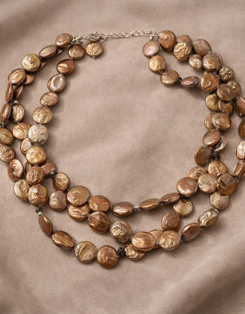 Load image into Gallery viewer, Pre-Owned Silpada Bronze Coin Pearl 3-Strand Necklace - Retired Design
