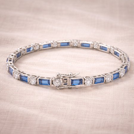 SImply Savvy Azure Radiance Tennis Bracelet - 925 Sterling Silver Blue & White Tennis Bracelet
