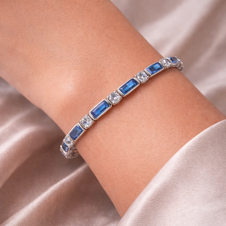 SImply Savvy Azure Radiance Tennis Bracelet - 925 Sterling Silver Blue & White Tennis Bracelet