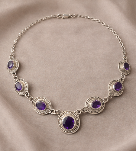 Simply Savvy ‘Royal Amara’ Amethyst Necklace” - Bali Amethyst Statement