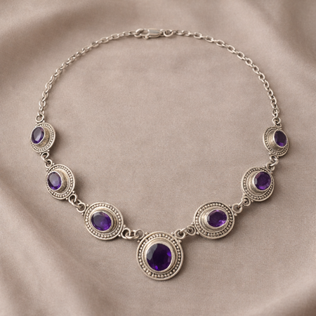 Simply Savvy ‘Royal Amara’ Amethyst Necklace” - Bali Amethyst Statement