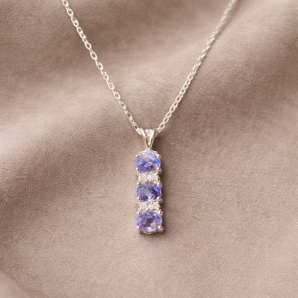 10K White Gold Violet Cascade Pendant Necklace – 18"