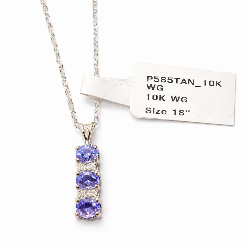 10K White Gold Violet Cascade Pendant Necklace – 18"