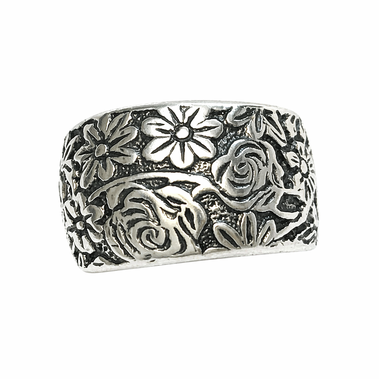 Pre-Owned Silpada Sterling Silver Floral Scroll Wide Band Ring – Size 6.5
