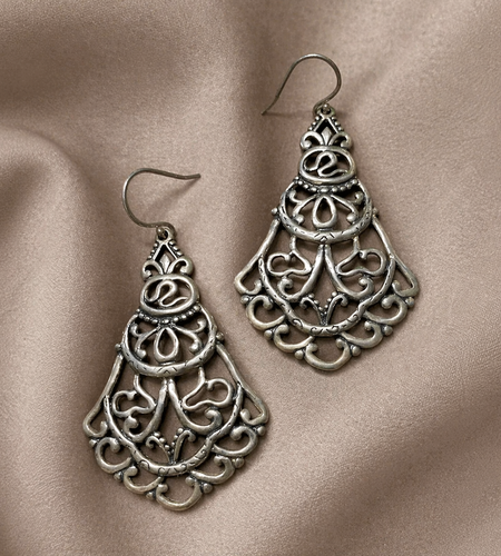 Pre-Owned Silpada Flamenco Flare Earrings Sterling Silver Filigree Drop Earrings