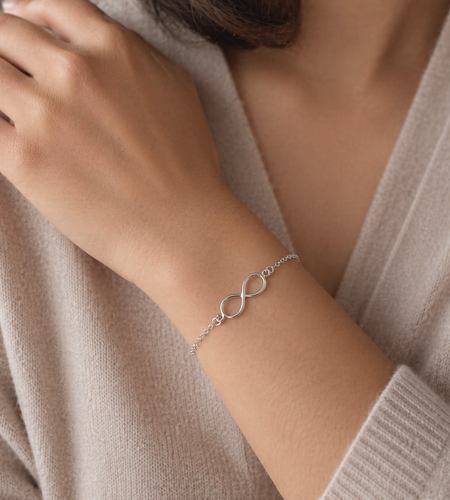 925 Sterling Silver Infinity Chain Bracelet – Minimalist Symbol Bracelet