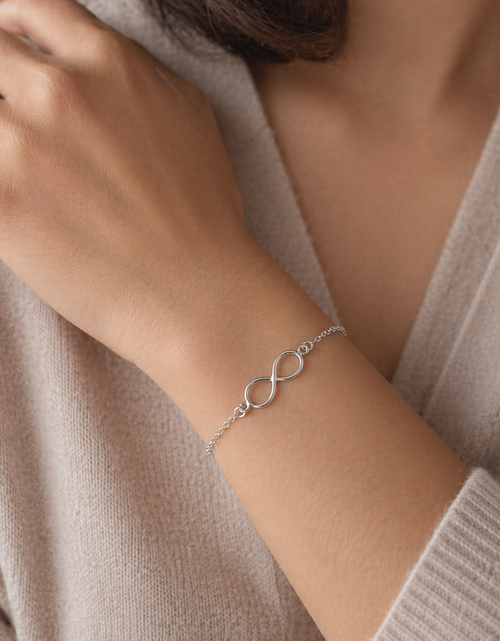 Load image into Gallery viewer, 925 Sterling Silver Infinity Chain Bracelet – Minimalist Symbol Bracelet
