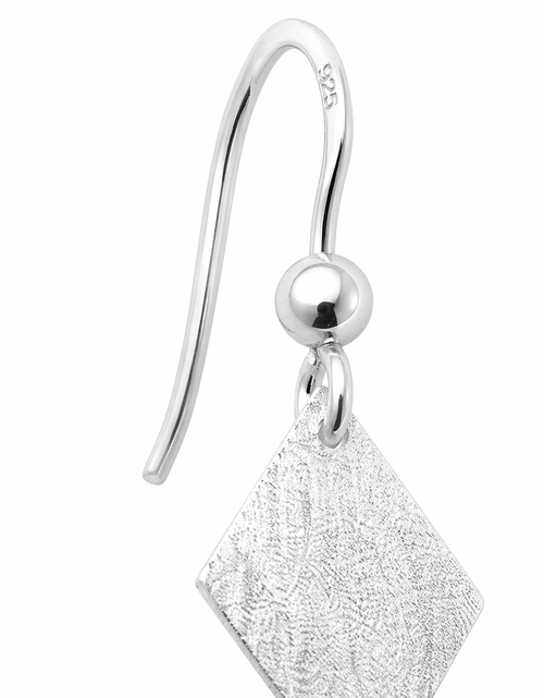 Load image into Gallery viewer, 925 Sterling Silver Matte Rhombus Drop Earrings – Geometric Hook Earrings
