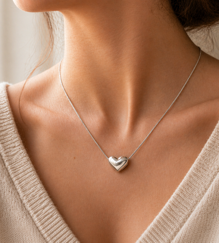 925 Sterling Silver “Italian Whisper Heart” Necklace – Minimalist Love Pendant, Made in Italy