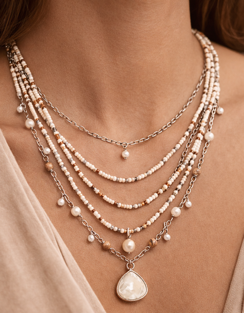 Load image into Gallery viewer, Pre-Owned Silpada Beds &amp; Pearls Necklace - Retired Design
