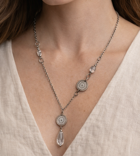 Pre-Owned Silpada Silver & Crystal Necklace - Retired Design