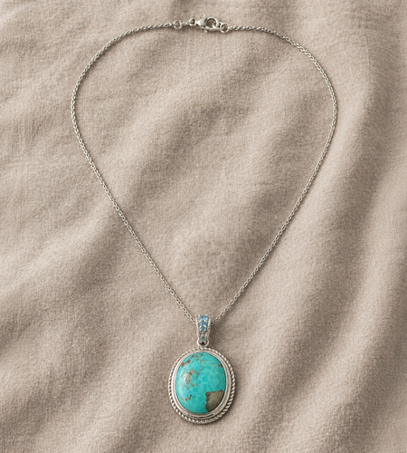 Azure Crown Turquoise Pendant- Pangea Mines Campo Frio Turquoise & Swiss Blue Topaz